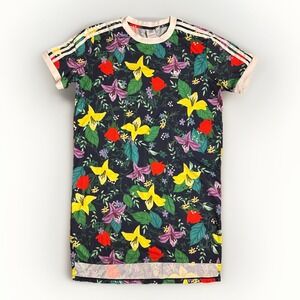 Adidas Originals Floral Print Short Sleeve T-shirt Dress Womens Medium